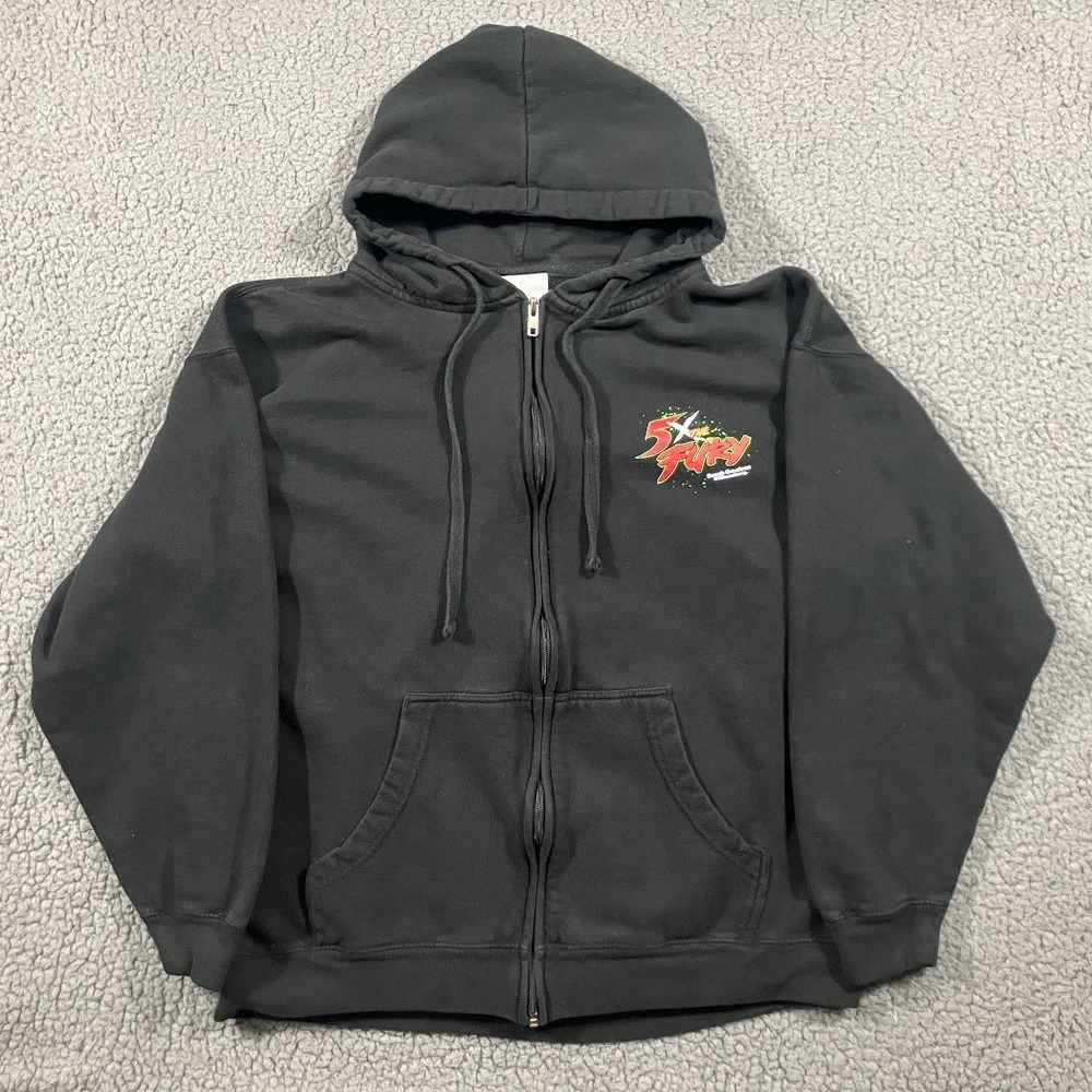 Busch Gardens 5X The Fury Roller Coaster Zip Hoodie Black Mens Large Griffon L